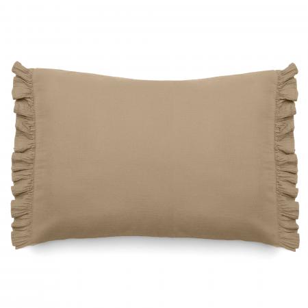 Housse de coussin en mousseline de coton 40x60 cm + 5 cm  ELZA marron camel