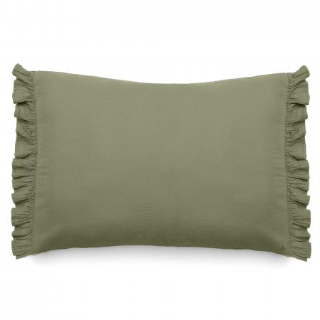 Housse de coussin en mousseline de coton 40x60 cm cm + 5 cm ELZA vert mousse