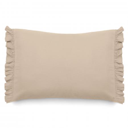 Housse de coussin en mousseline de coton 55x80 cm cm + 5 cm ELZA beige ficelle