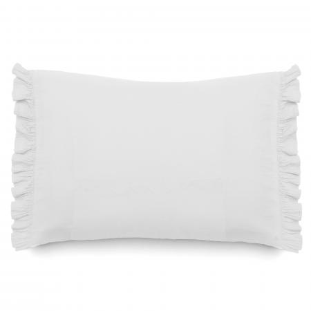 Housse de coussin en mousseline de coton 55x80 cm cm + 5 cm ELZA blanc neige