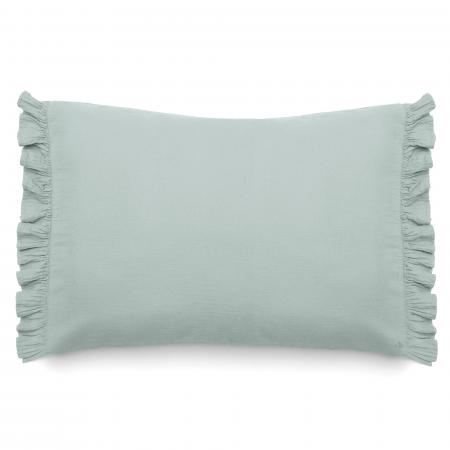 Housse de coussin en mousseline de coton 55x80 cm cm + 5 cm ELZA gris lichen