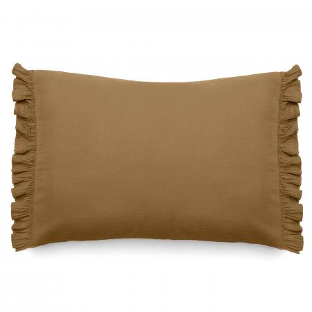 Housse de coussin en mousseline de coton 55x80 cm cm + 5 cm ELZA marron foin