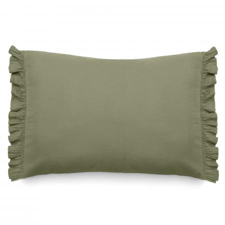 Housse de coussin en mousseline de coton 55x80 cm cm + 5 cm ELZA vert mousse