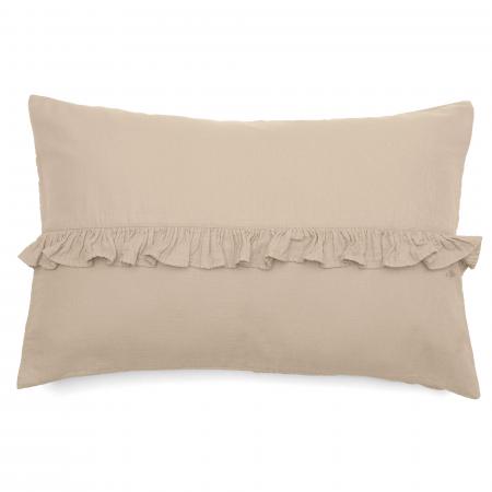 Housse de coussin en mousseline de coton volant central 40x60 cm cm ELZA beige ficelle