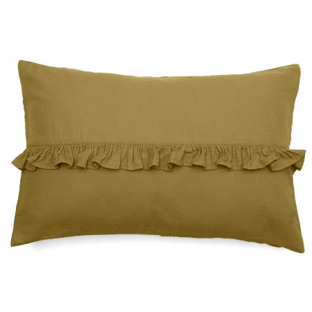 Housse de coussin en mousseline de coton volant central 40x60 cm cm ELZA jaune jasmin