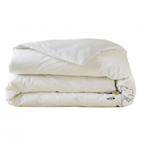 Housse de couette 140x200 cm percale de coton CENTRAL PARK blanc Mascarpone