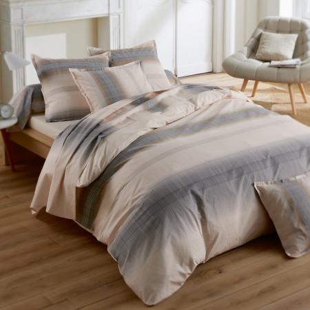 Housse de couette 200x200 cm percale 100% coton ESTEBAN Beige