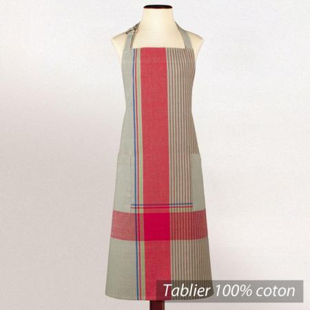 Tablier de cuisine femme Cocina - Bandes gris et rouge