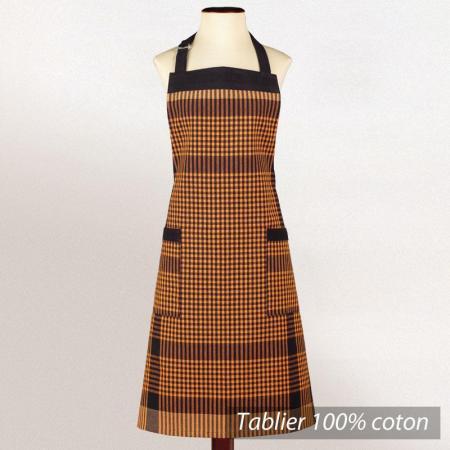 Tablier de cuisine femme Cocina - Orange carreaux noirs