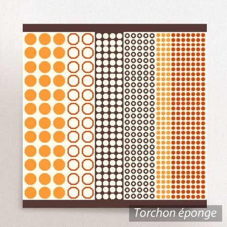 Torchon en éponge TABLET - motif ronds et pois - Orange - 50x50 cm