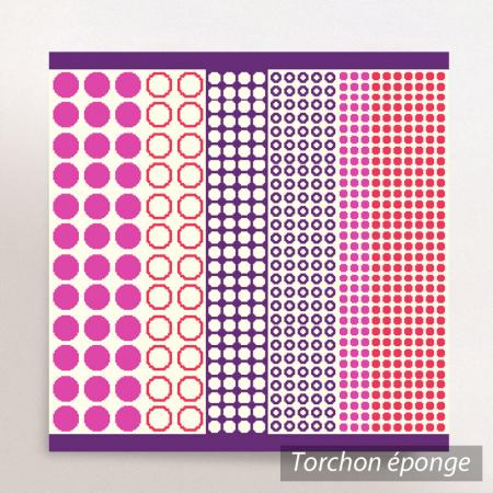 Torchon en éponge TABLET - motif ronds et pois - Rose - 50x50 cm