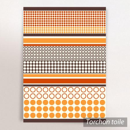 Torchon en toile TABLET - motif ronds et pois - Orange - 50x70 cm