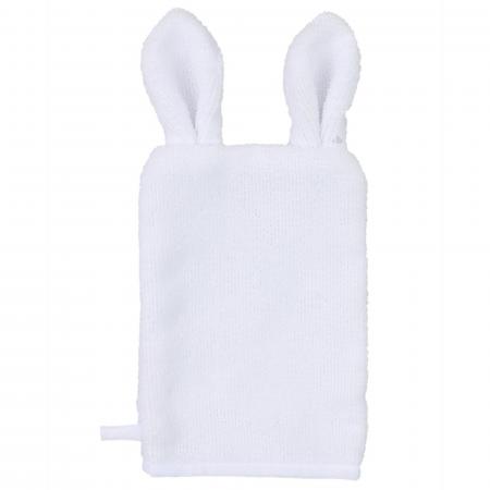 Lot de 2 gants de toilette 13x28 cm pur coton ANIMALETTO forme animal blanc