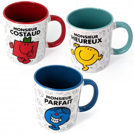 Lot de 3 mugs Monsieur MONSIEUR MADAME modèle Monsieur multicolore