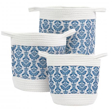 Lot de 3 paniers de rangement  30x31x30 cm collection JAIPURE bleu