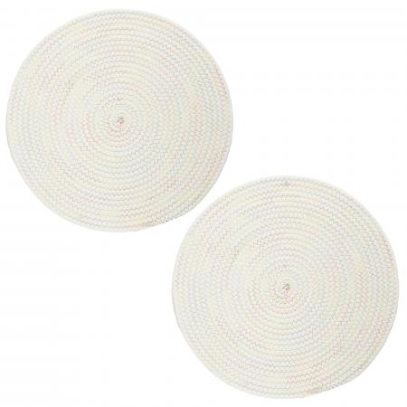 Lot de 2 sets de table rond tresse 34x34 cm collection KO LIPE beige