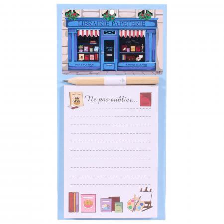 Mémo aimanté pour frigo 10x20 cm modèle librairie papeterie collection MIAM bleu