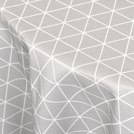 Nappe Paco Curaçao polyester imprimé écru/lignes gris ovale