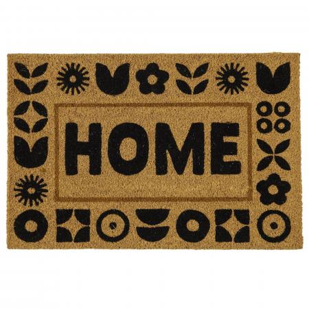 Paillasson en fibre de coco 40x60 cm collection JOYE modèle "Home" motif floral marron