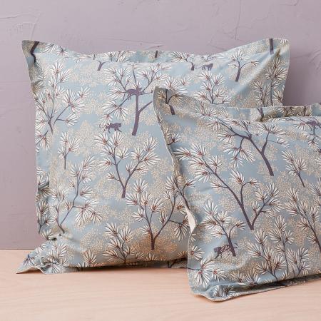 Parure de lit 200x200 cm percale 100% coton MAGNOLIA vert sauge