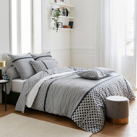 Parure de lit avec drap-housse rizlan (3 pièces) gris taille double -  DIAYTAR SÉNÉGAL