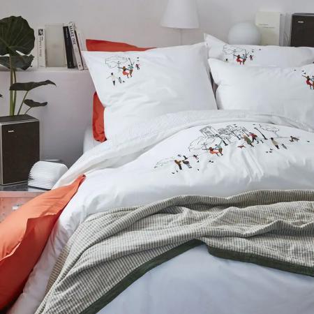 Parure de lit 250x220 cm 65x65 percale de coton CENTRAL PARK blanc Mascarpone 3 pièces