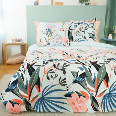 Parure de lit en satin de coton FANILLE coloris multicolore 240 x 260 cm