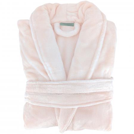 Peignoir col châle adulte DORIS micro fourrure taille L rose nacre