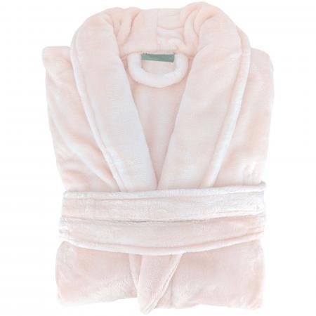 Peignoir col châle adulte DORIS micro fourrure taille M rose nacre