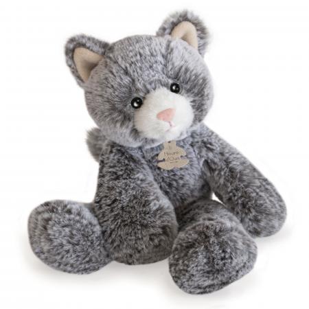 Peluche 25 cm en 100% polyester collection SWEETY MOUSSE chat gris