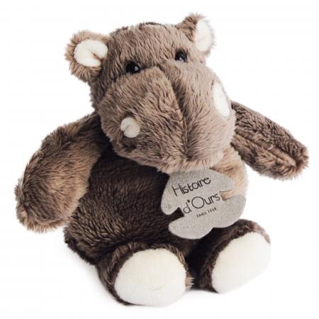 Peluche 14 cm polyester collection TERRE SAUVAGE hippopotame marron blanc