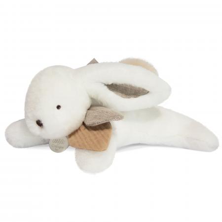 Peluche lapin polyester 25 cm collection HAPPY WILD blanc/beige