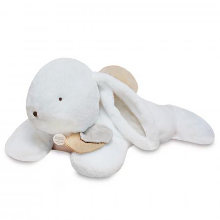 Peluche lapin polyester 80 cm collection HAPPY WILD blanc/beige