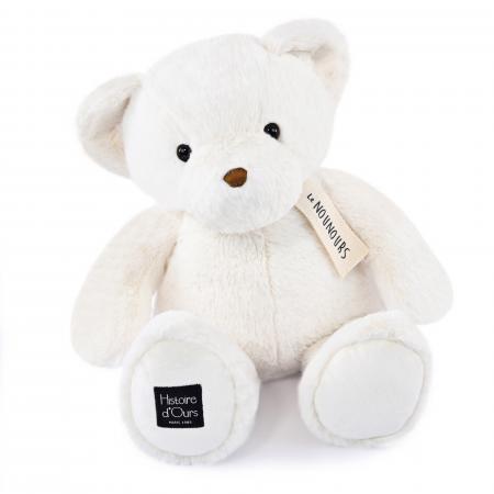 Peluche ours 28 cm en 100% polyester collection LE NOUNOURS blanc