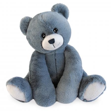 Peluche 35 cm en 100% polyester collection OSCAR ours bleu jean