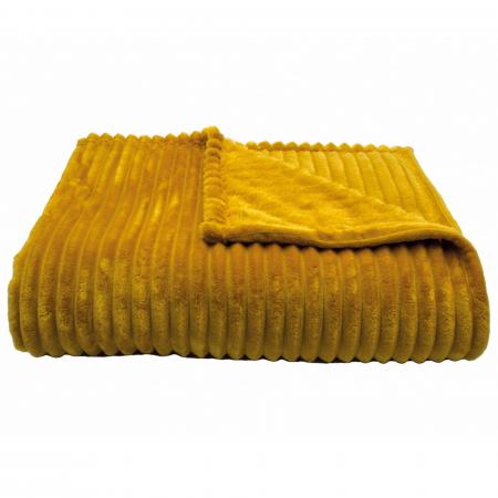 Plaid 100% polyester 150x200 cm microvelours DOLCE jaune miel