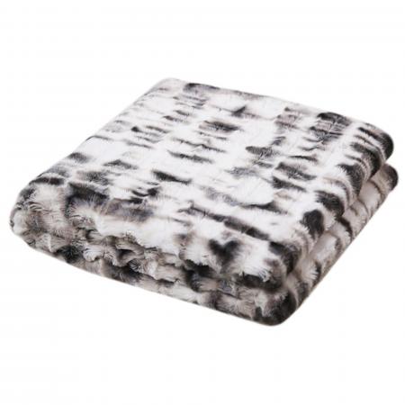 Plaid en polyester 140x200 cm NINA fausse fourrure bicolore noir et blanc