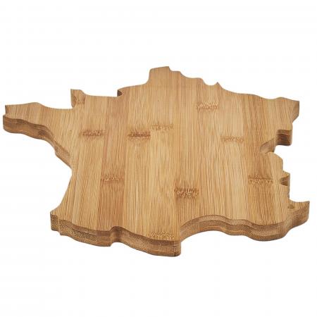 Plateau en bois en bambou DOUCE FRANCE forme pays de la France marron