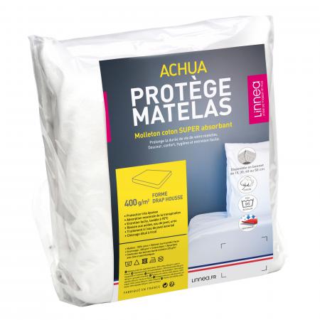 Protège matelas 120x190 cm ACHUA - Molleton 100% coton 400 g/m2