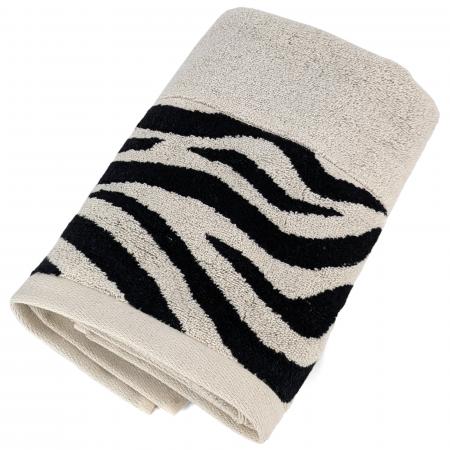 Serviette de toilette absorbante 100% coton 50x100cm ZEBRA bordure beige