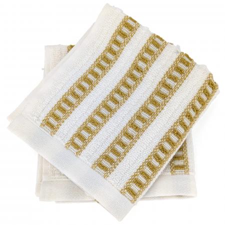 Lot de 2 serviettes invité 100% coton 33x50cm SANTORINI rayures jaune