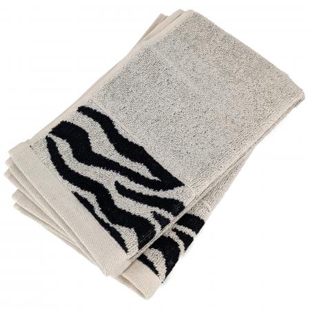 Lot de 2 serviettes invité absorbantes 100% coton 33x50cm ZEBRA bordure beige