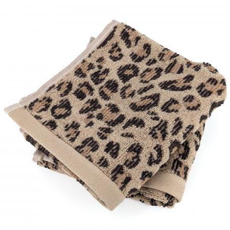 Lot de deux serviettes invités 33x50 cm pur coton collection LEOPARD beige