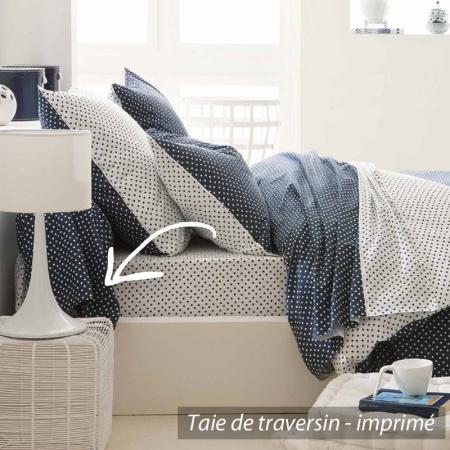 Taie de traversin 185x43 cm 100% coton ACTUEL BLEU