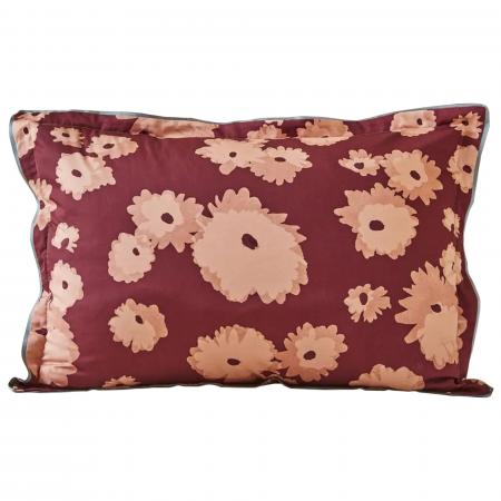 Taie d'oreiller 50x70 cm satin de coton COUP DE FOUDRE prune/caramel