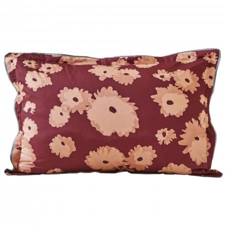 Taie d'oreiller 50x80 cm satin de coton COUP DE FOUDRE prune/caramel