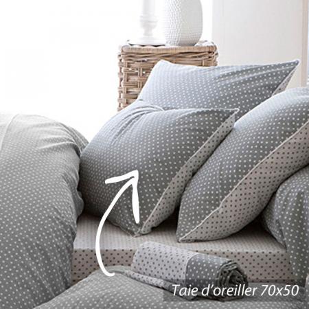 Taie d'oreiller 70x50 cm 100% coton ACTUEL GRIS