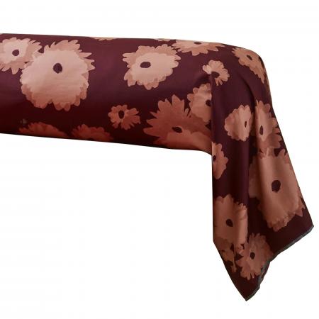 Taie de traversin 185x43 cm satin de coton COUP DE FOUDRE prune/caramel