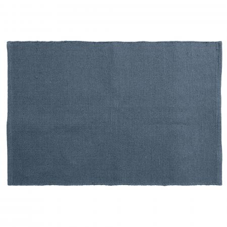 Tapis rectangulaire 60x90 cm pur coton MOOREA bleu ardoise