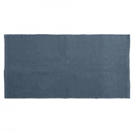 Tapis rectangulaire 70x140 cm pur coton MOOREA bleu ardoise